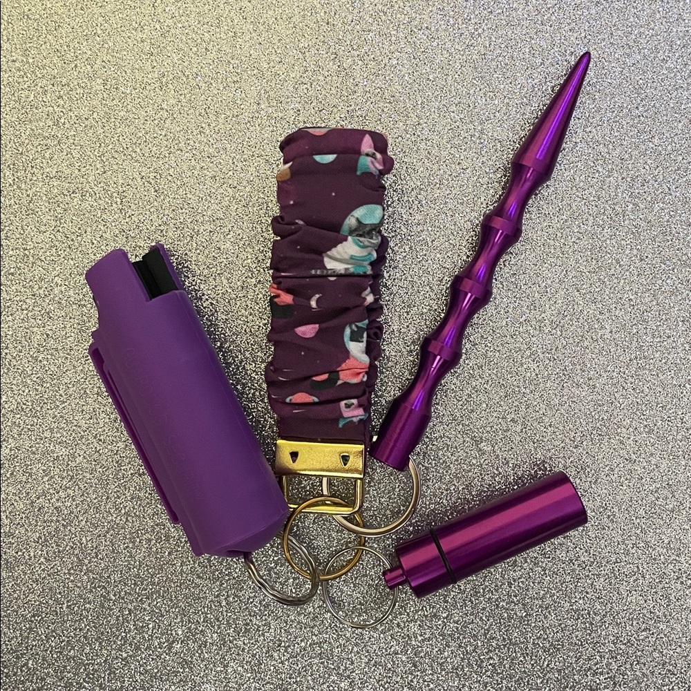 NWOT Purple Catstonaut Safety Keychain Set